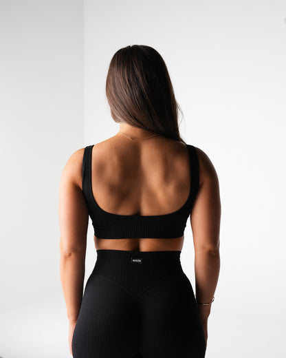 Women Black Harmony Ribbed Seamless Bra | NVGTN